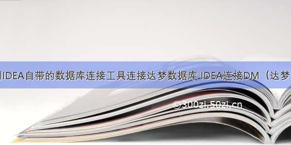 如何使用IDEA自带的数据库连接工具连接达梦数据库 IDEA连接DM（达梦）数据库