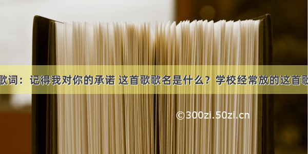 歌词：记得我对你的承诺 这首歌歌名是什么？学校经常放的这首歌