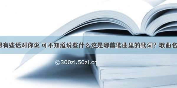 歌词：总想有些话对你说 可不知道说些什么这是哪首歌曲里的歌词？歌曲名字叫什么？