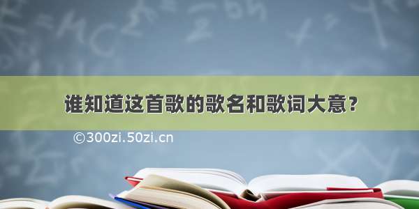 谁知道这首歌的歌名和歌词大意？