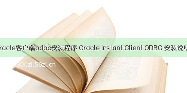 oracle客户端odbc安装程序 Oracle Instant Client ODBC 安装说明