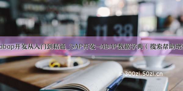 sap abap开发从入门到精通_SAP开发-ABAP数据字典（搜索帮助增强）