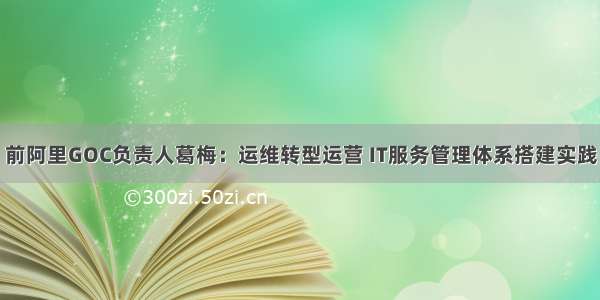 前阿里GOC负责人葛梅：运维转型运营 IT服务管理体系搭建实践