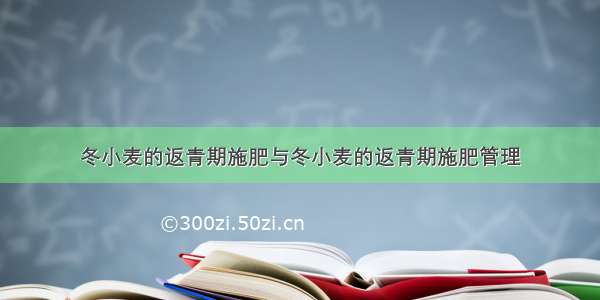 冬小麦的返青期施肥与冬小麦的返青期施肥管理