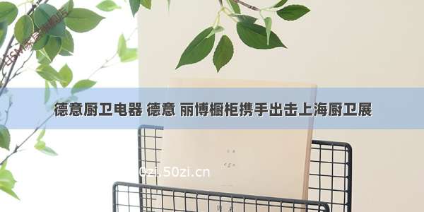 德意厨卫电器 德意 丽博橱柜携手出击上海厨卫展