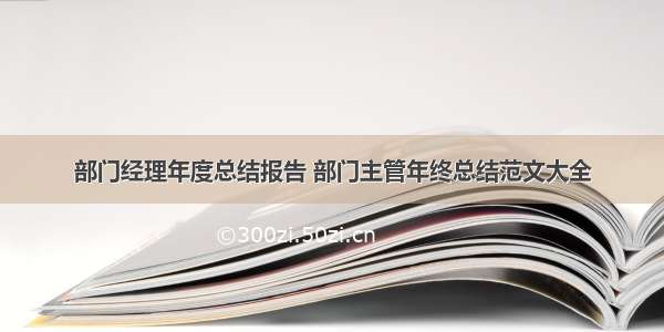 部门经理年度总结报告 部门主管年终总结范文大全