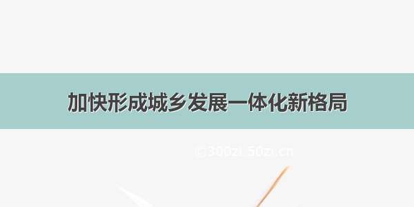 加快形成城乡发展一体化新格局