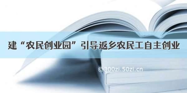 建“农民创业园”引导返乡农民工自主创业