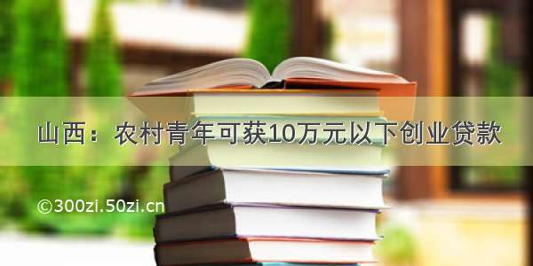 山西：农村青年可获10万元以下创业贷款