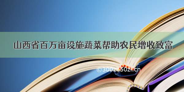 山西省百万亩设施蔬菜帮助农民增收致富