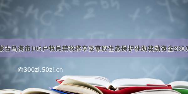 内蒙古乌海市105户牧民禁牧将享受草原生态保护补助奖励资金230万元