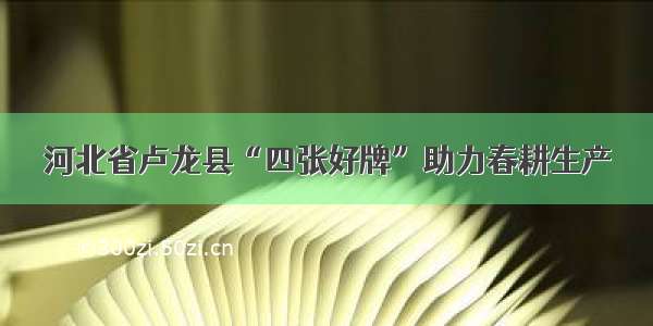 河北省卢龙县“四张好牌”助力春耕生产