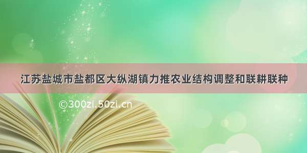 江苏盐城市盐都区大纵湖镇力推农业结构调整和联耕联种