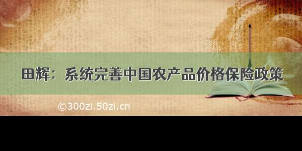 田辉：系统完善中国农产品价格保险政策