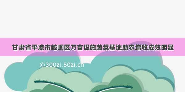 甘肃省平凉市崆峒区万亩设施蔬菜基地助农增收成效明显