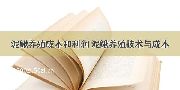 泥鳅养殖成本和利润 泥鳅养殖技术与成本