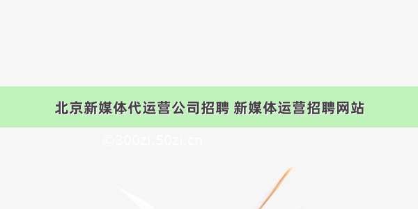 北京新媒体代运营公司招聘 新媒体运营招聘网站