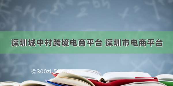 深圳城中村跨境电商平台 深圳市电商平台