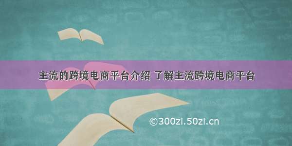 主流的跨境电商平台介绍 了解主流跨境电商平台