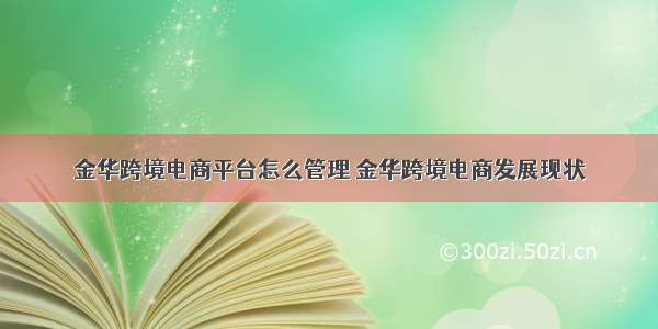 金华跨境电商平台怎么管理 金华跨境电商发展现状