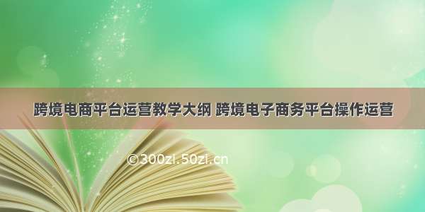 跨境电商平台运营教学大纲 跨境电子商务平台操作运营