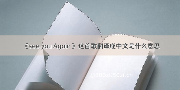 《see you Again 》这首歌翻译成中文是什么意思