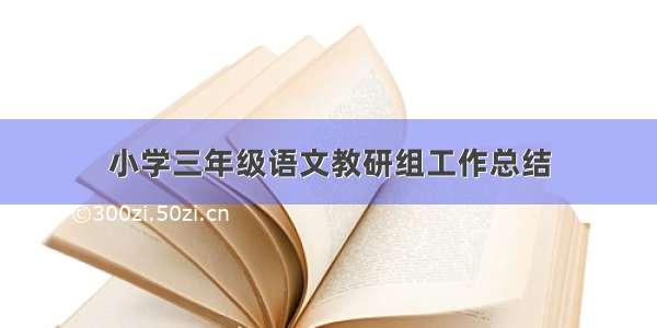 小学三年级语文教研组工作总结