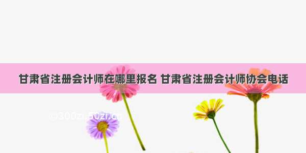 甘肃省注册会计师在哪里报名 甘肃省注册会计师协会电话