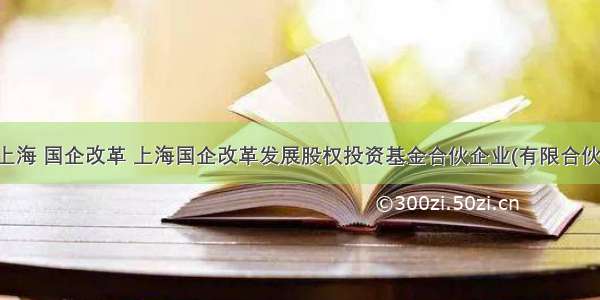 上海 国企改革 上海国企改革发展股权投资基金合伙企业(有限合伙)