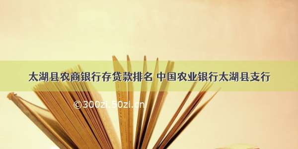 太湖县农商银行存贷款排名 中国农业银行太湖县支行