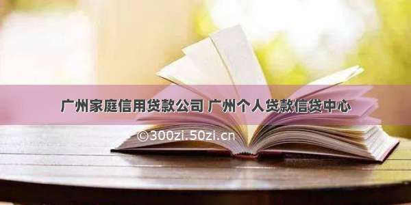 广州家庭信用贷款公司 广州个人贷款信贷中心