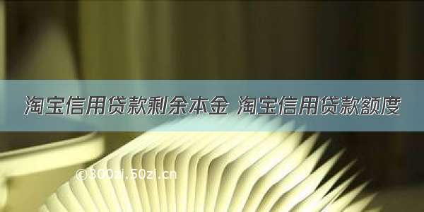 淘宝信用贷款剩余本金 淘宝信用贷款额度