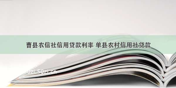 曹县农信社信用贷款利率 单县农村信用社贷款