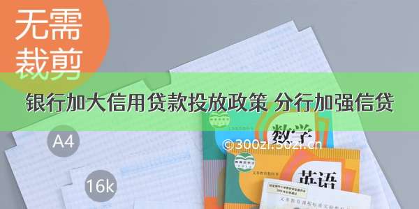 银行加大信用贷款投放政策 分行加强信贷