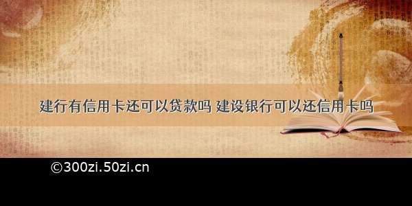 建行有信用卡还可以贷款吗 建设银行可以还信用卡吗