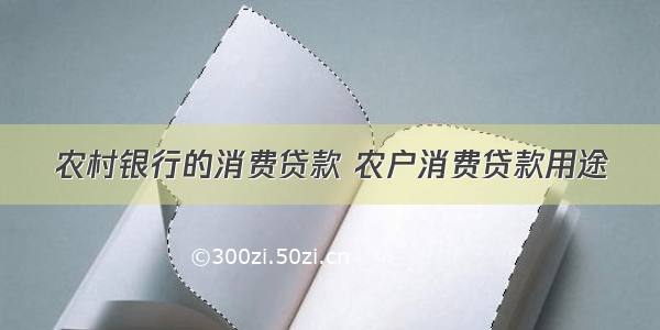 农村银行的消费贷款 农户消费贷款用途