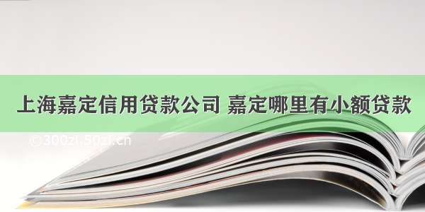 上海嘉定信用贷款公司 嘉定哪里有小额贷款