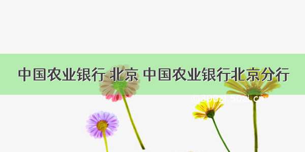 中国农业银行 北京 中国农业银行北京分行