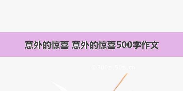 意外的惊喜 意外的惊喜500字作文