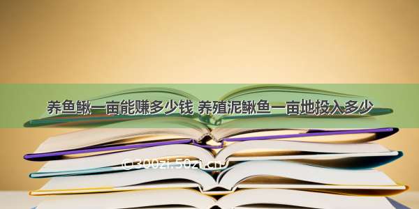 养鱼鳅一亩能赚多少钱 养殖泥鳅鱼一亩地投入多少