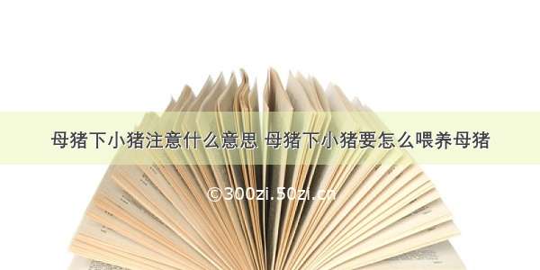 母猪下小猪注意什么意思 母猪下小猪要怎么喂养母猪