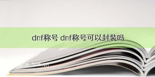 dnf称号 dnf称号可以封装吗