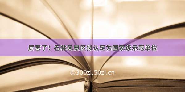 厉害了！石林风景区拟认定为国家级示范单位