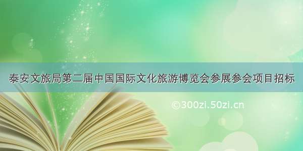 泰安文旅局第二届中国国际文化旅游博览会参展参会项目招标