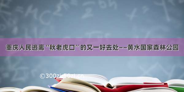 重庆人民逃离“秋老虎口”的又一好去处——黄水国家森林公园