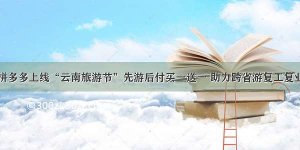 拼多多上线“云南旅游节”先游后付买一送一 助力跨省游复工复业