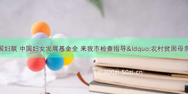 「要闻动态」全国妇联 中国妇女发展基金全 来我市检查指导“农村贫困母亲两癌救助”