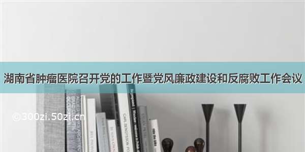 湖南省肿瘤医院召开党的工作暨党风廉政建设和反腐败工作会议