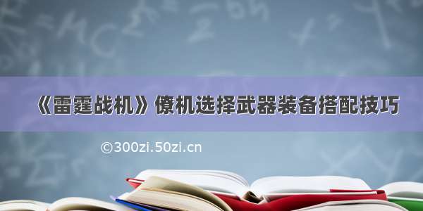 《雷霆战机》僚机选择武器装备搭配技巧