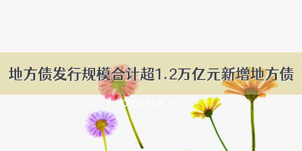 地方债发行规模合计超1.2万亿元新增地方债